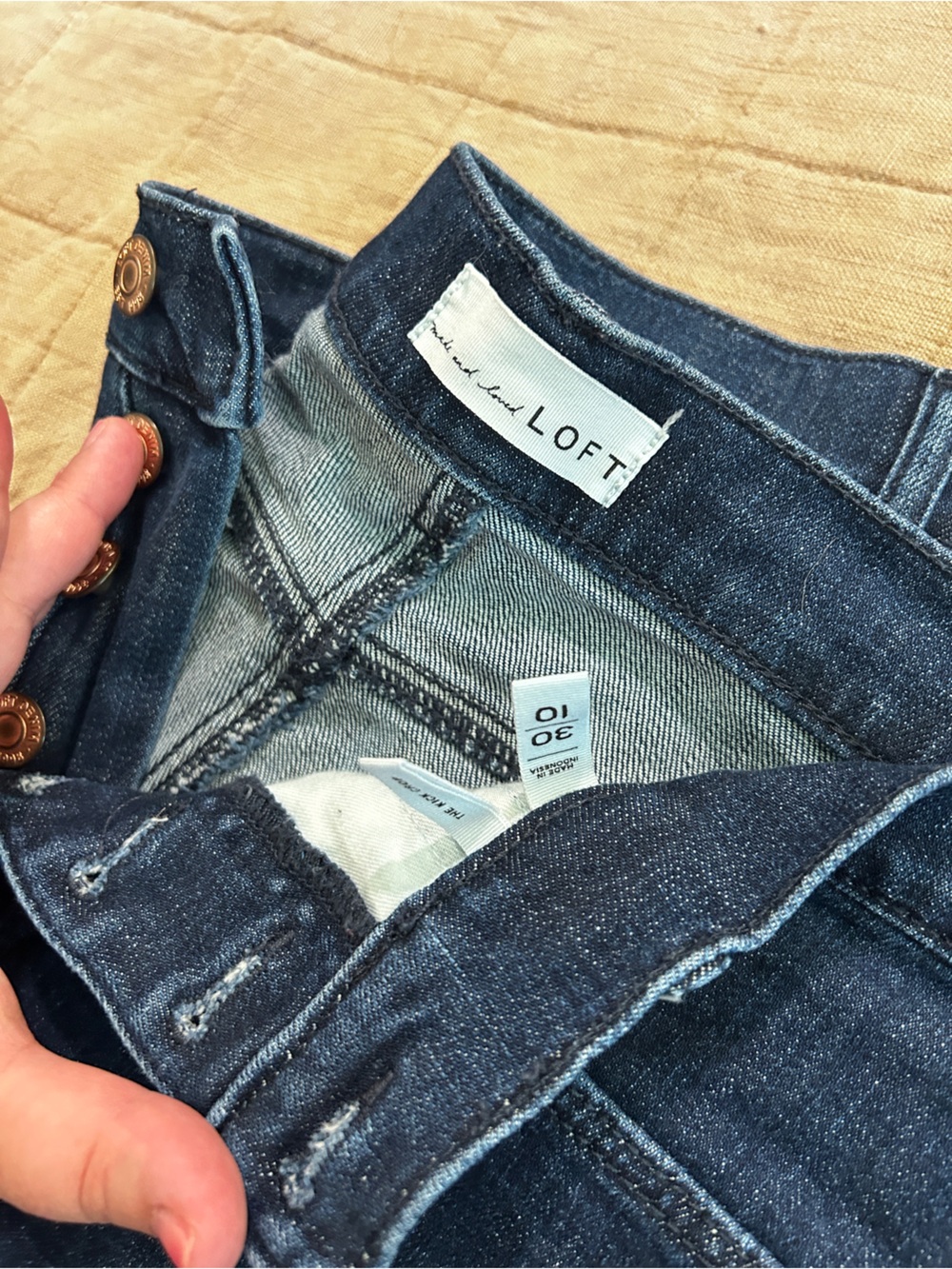 LOFT Dark Indigo Boot-Cut Jeans - The Kick Crop - Picture 2 of 6